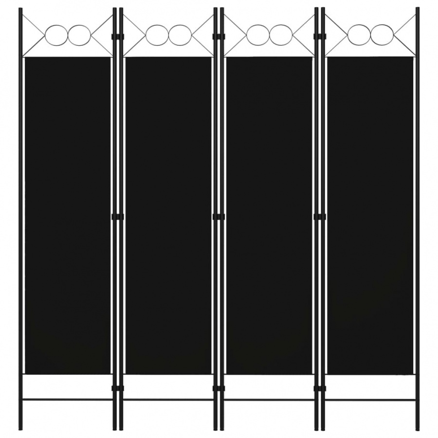 Parawan 4-panelowy, czarny, 160 x 180 cm