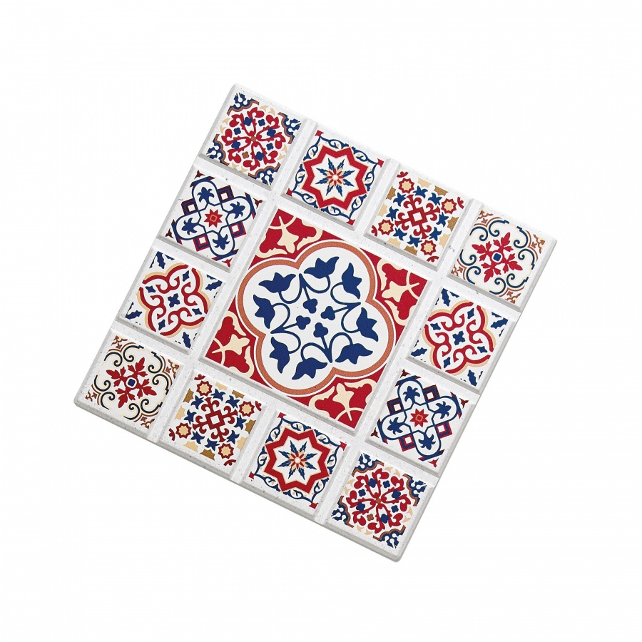 Podkładka, ceramika/korek, 16 x 16 cm, kwiat