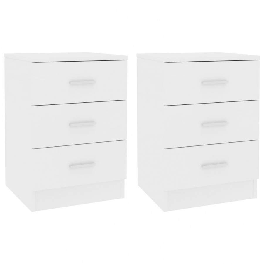 Szafki nocne, 2 szt., białe, 38x35x56 cm, płyta wiórowa