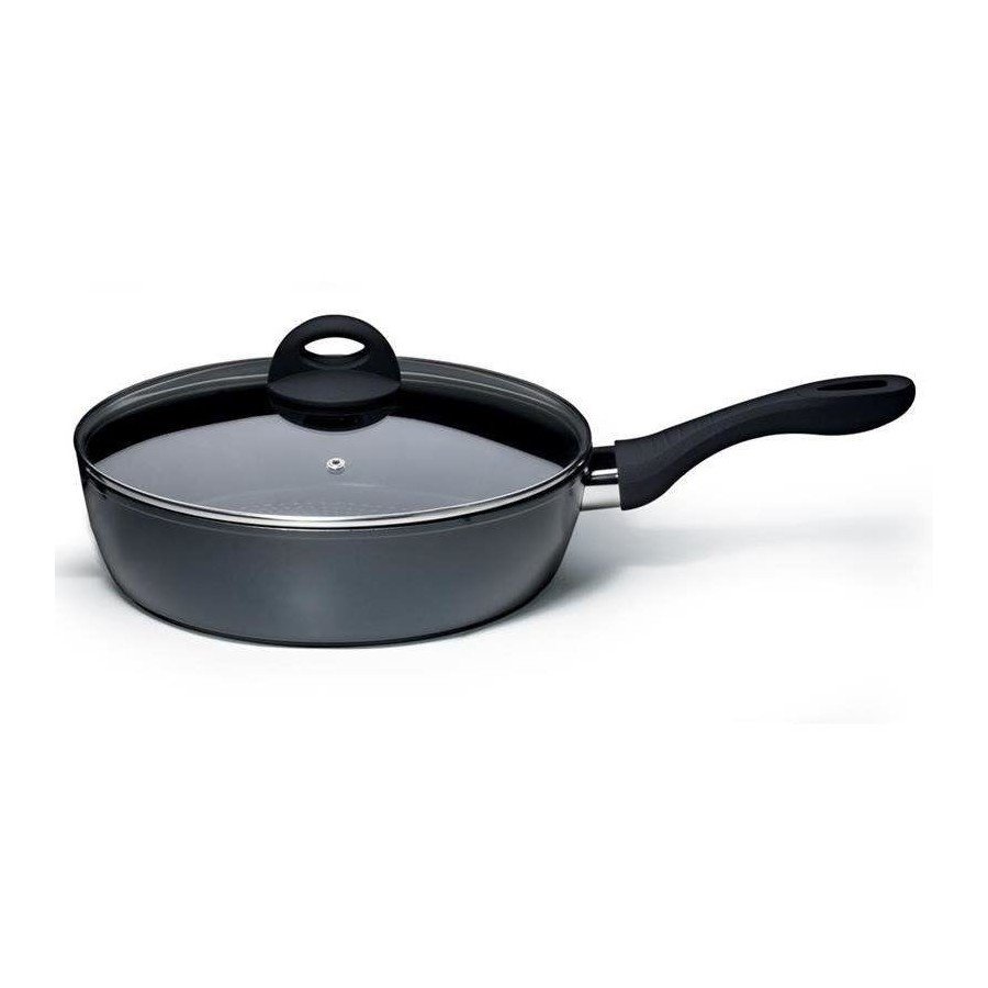 Patelnia diamentowa z pokrywką do smażenia duszenia wysoka 28 cm