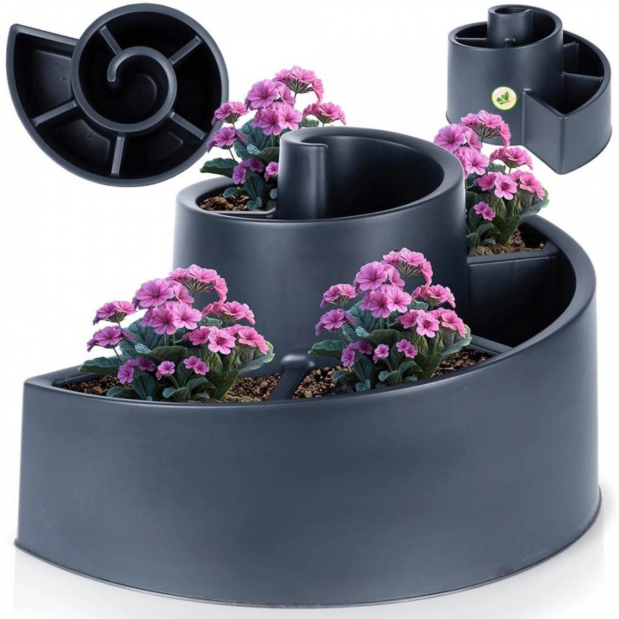 Kwietnik ogrodowy plastikowy czarny spiralny 53x43,5x32,5 cm