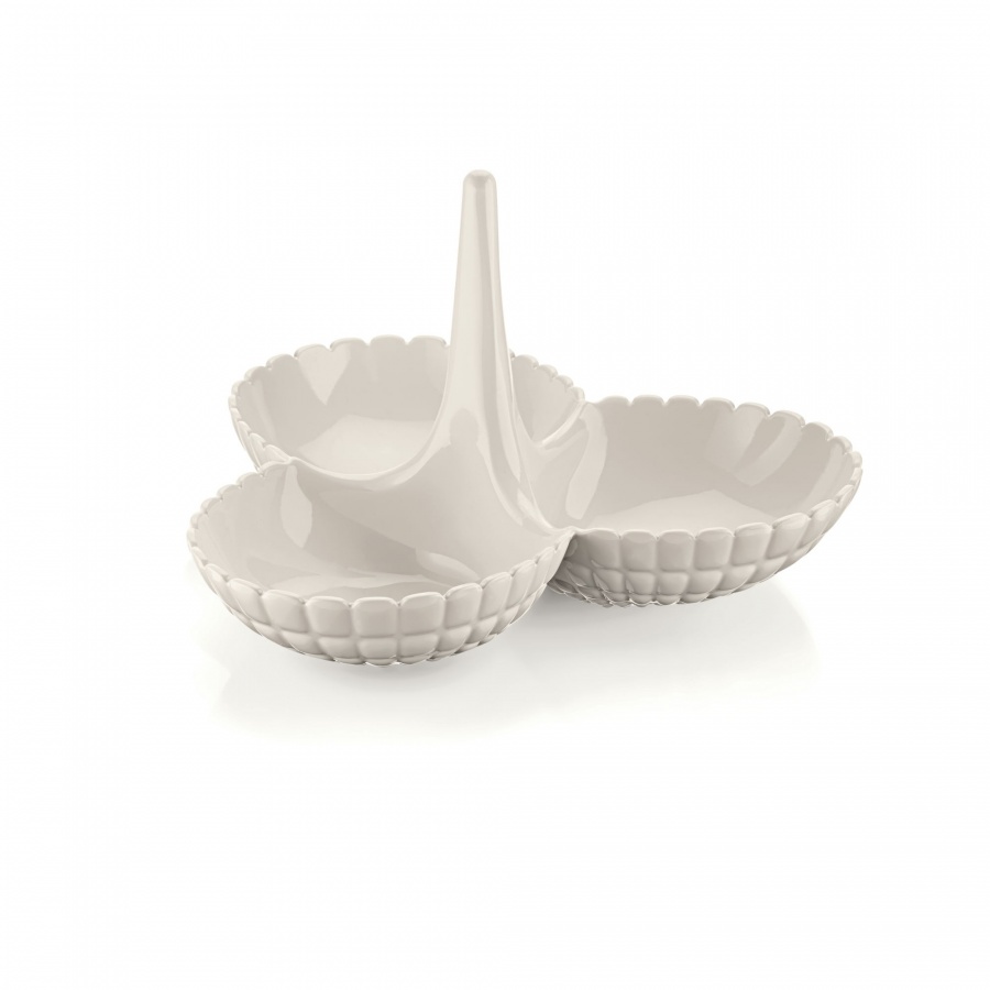 Potrójna miseczka na przekąski, mlecznobiała