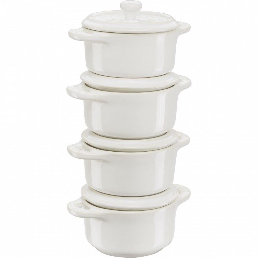 4x Mini Cocotte okrągły 10 cm, kość słoniowa