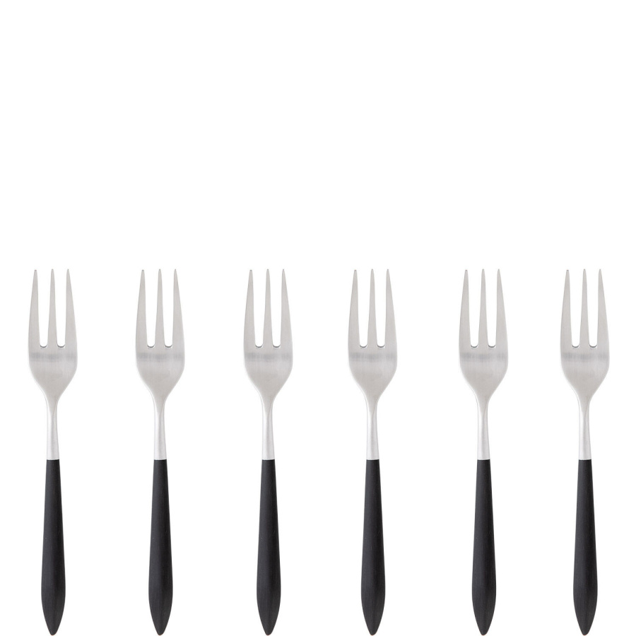 Ares czarny - zestaw 6 widelczyków do ciasta w pudełku