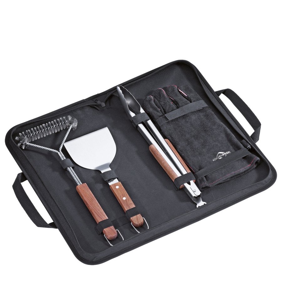 Zestaw akcesoriów do grillowania w pokrowcu, 4 el.