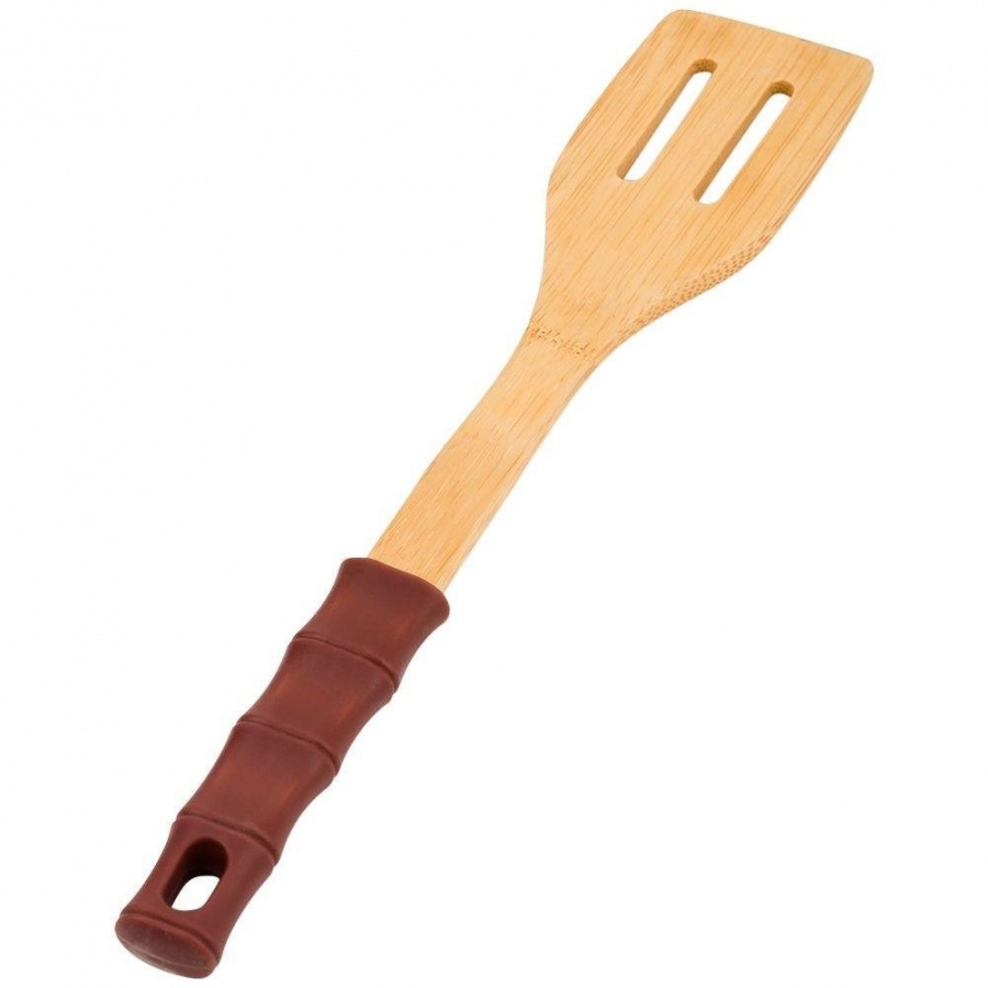 Łopatka kuchenna, drewniana, bambusowa, z silikonowym uchwytem