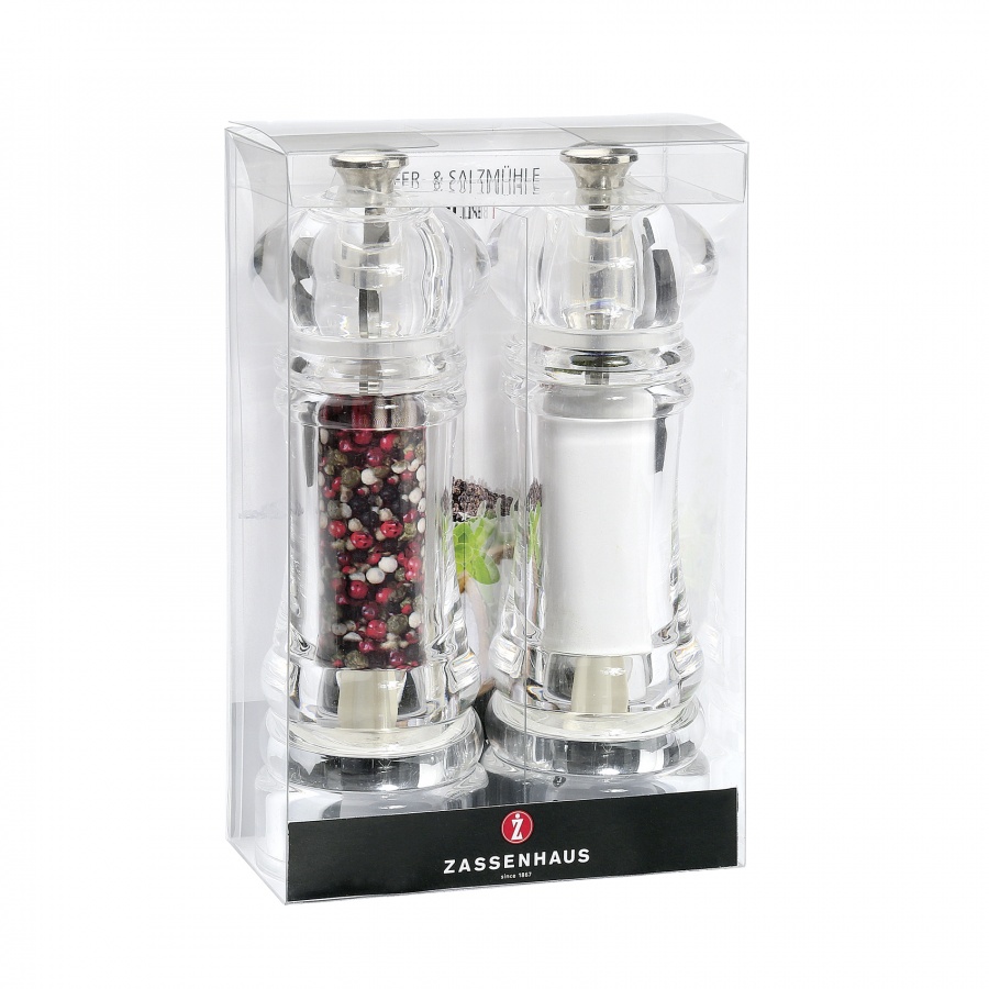 Młynki do soli i pieprzu 18 cm Zassenhaus Berlin przezroczyste