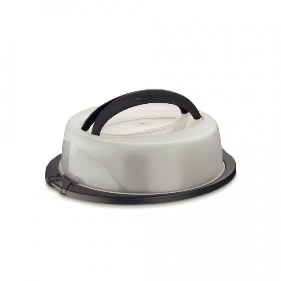 pojemnik na ciasta okrągły z pokrywą, śred. 32 x 10 cm, szary