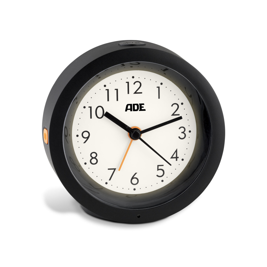 Budzik z podświetleniem, śred. 10,5 x 4 cm, czarny