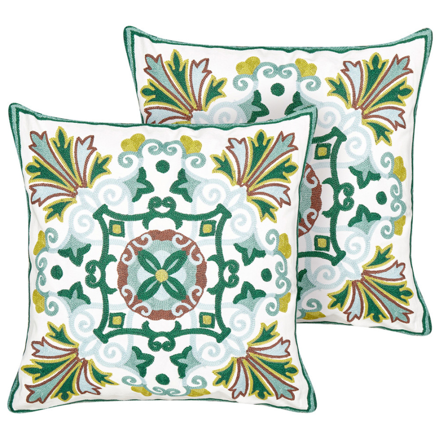 Zestaw 2 poduszek wzór orientalny elanite bawełna 45 x 45 cm zielony
