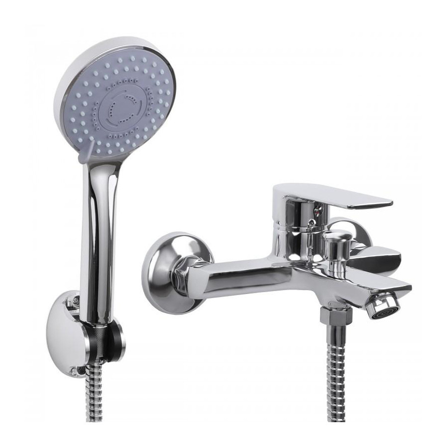 Bateria wannowa prysznicowa ścienna natryskowa chrom - Yoka