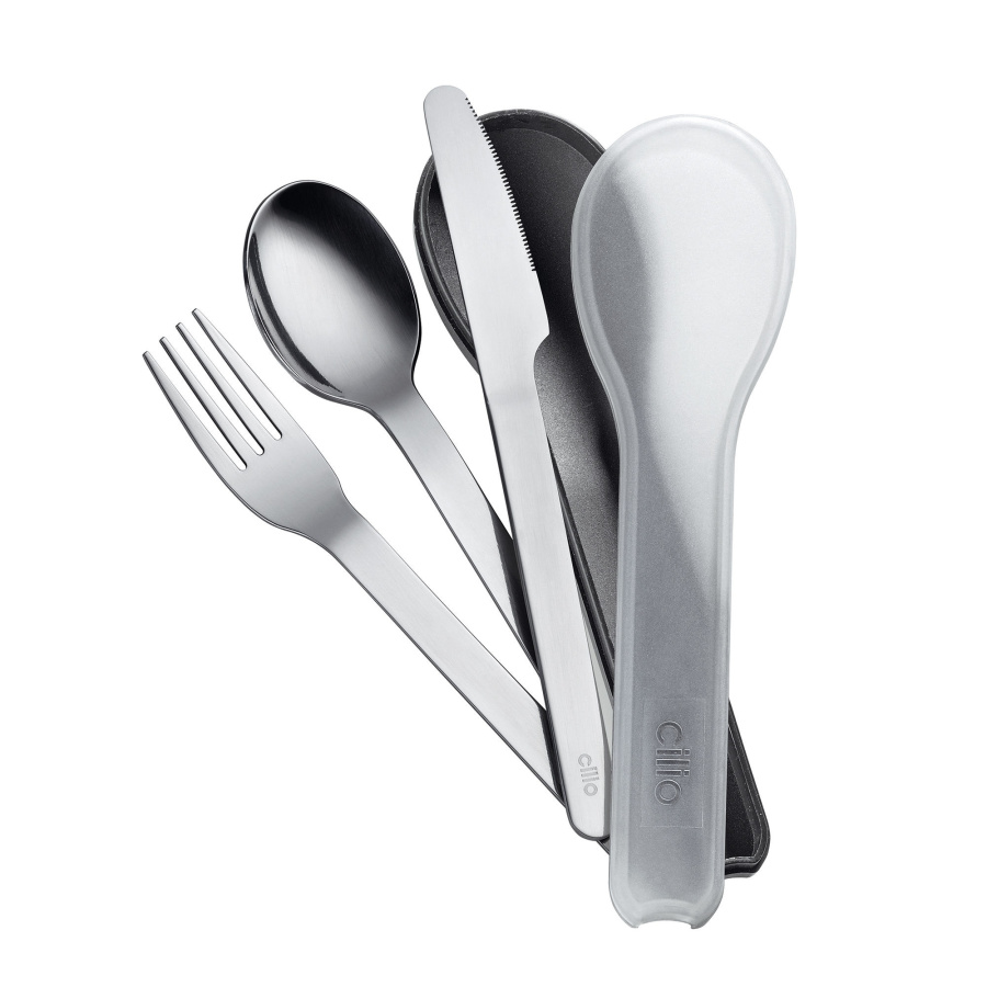 Zestaw sztućców w etui, 3 el., stal nierdzewna, 19 cm