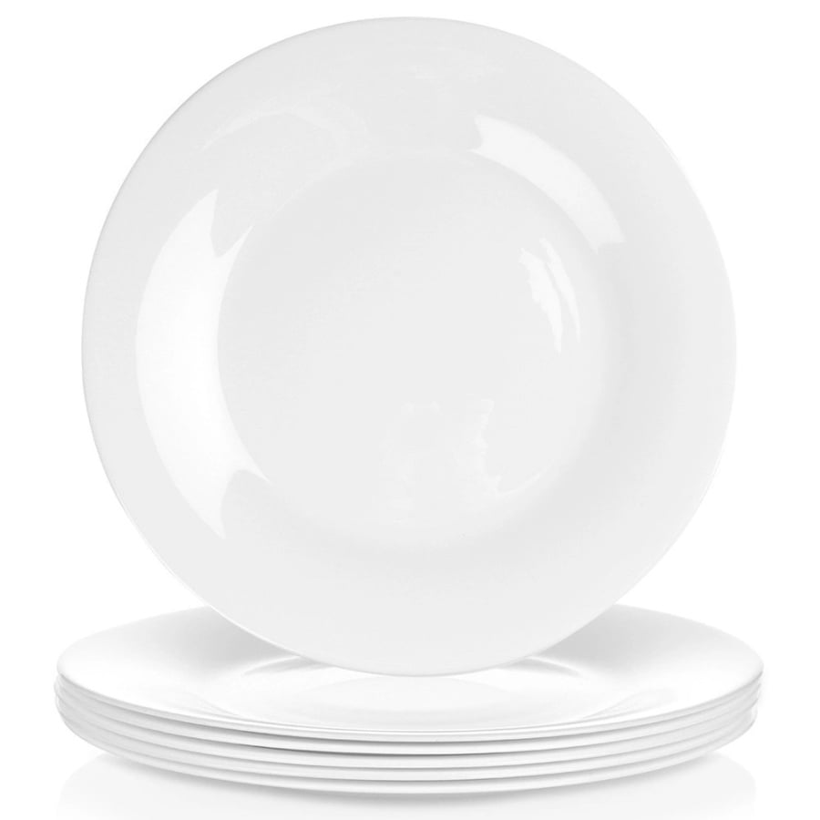 Talerz obiadowy płytki szklany biały 25,5 cm 6 szt.