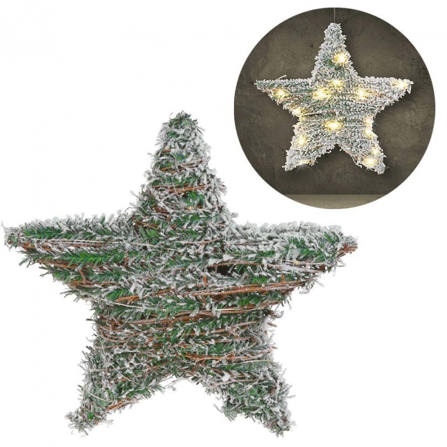 Gwiazda świecąca świąteczna śnieżona ozdoba stroik oświetlenie święta 20 led 30 cm