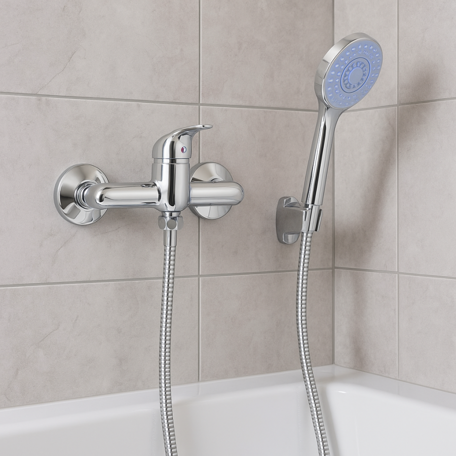 Bateria prysznicowa natryskowa słuchawka wąż chrom - yoka