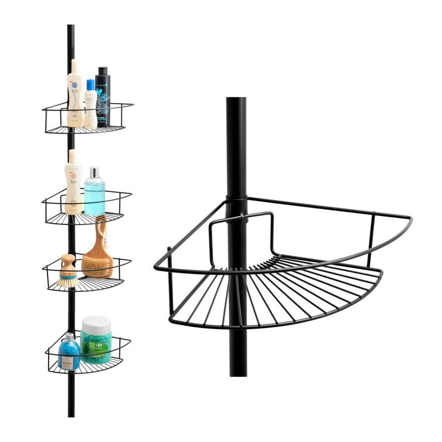 Półka teleskopowa łazienkowa xl czarna 4 poziomy - yoka