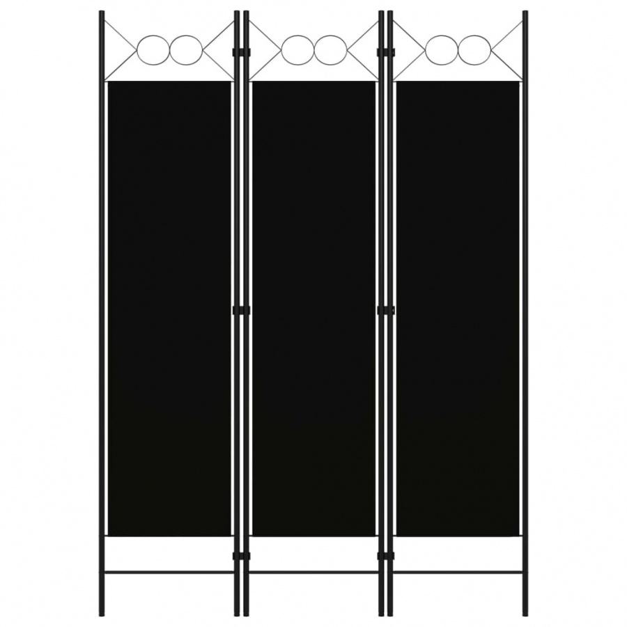 Parawan 3-panelowy, czarny, 120 x 180 cm