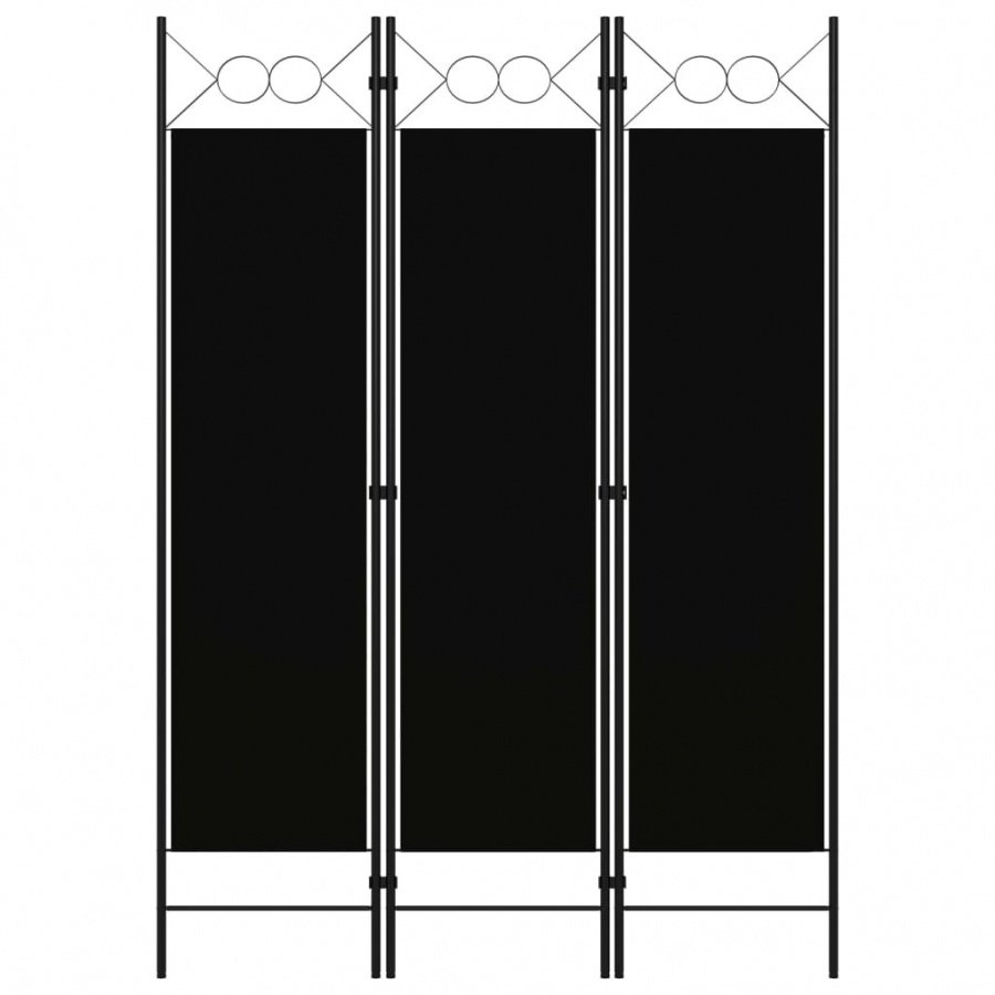 Parawan 3-panelowy, czarny, 120 x 180 cm