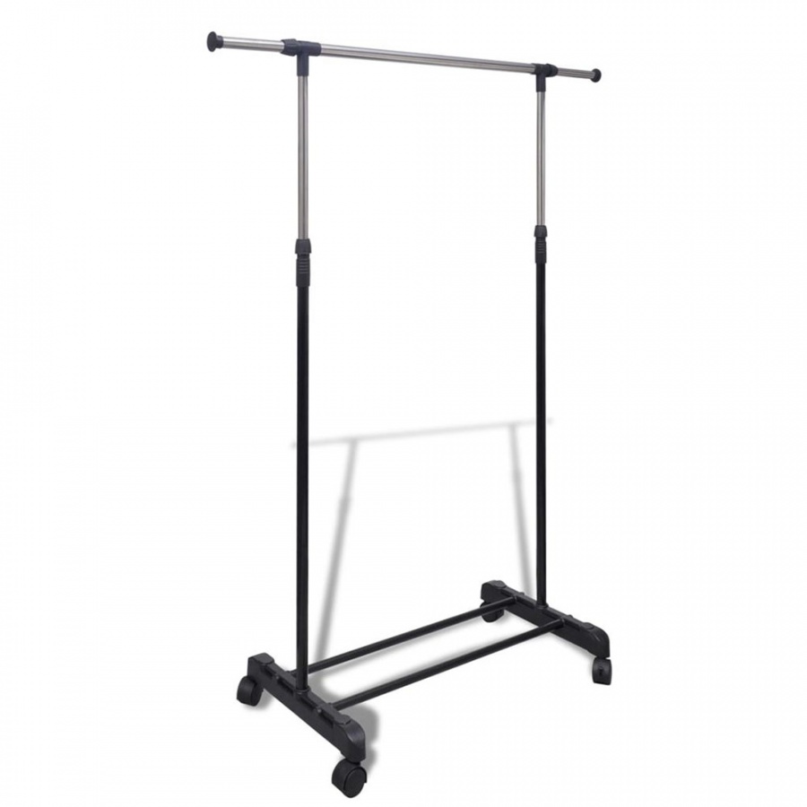 Regulowany wieszak na ubrania z 4 kółkami i 1 drążkiem