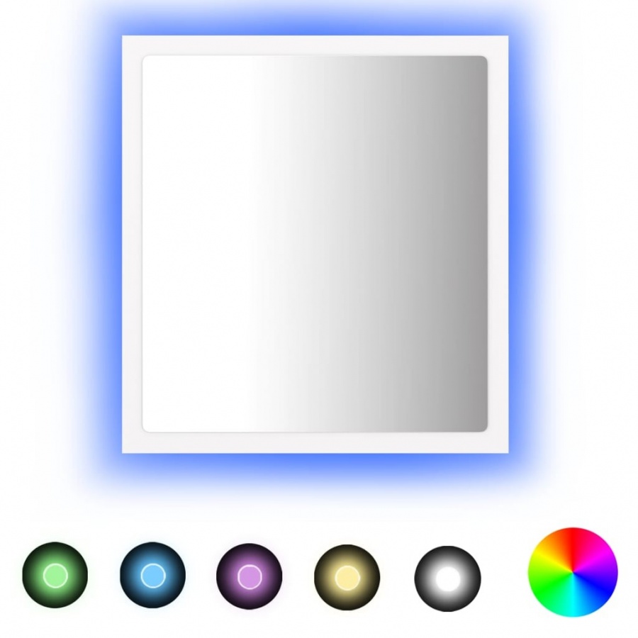 Lustro łazienkowe LED, białe, 40x8,5x37cm, płyta wiórowa