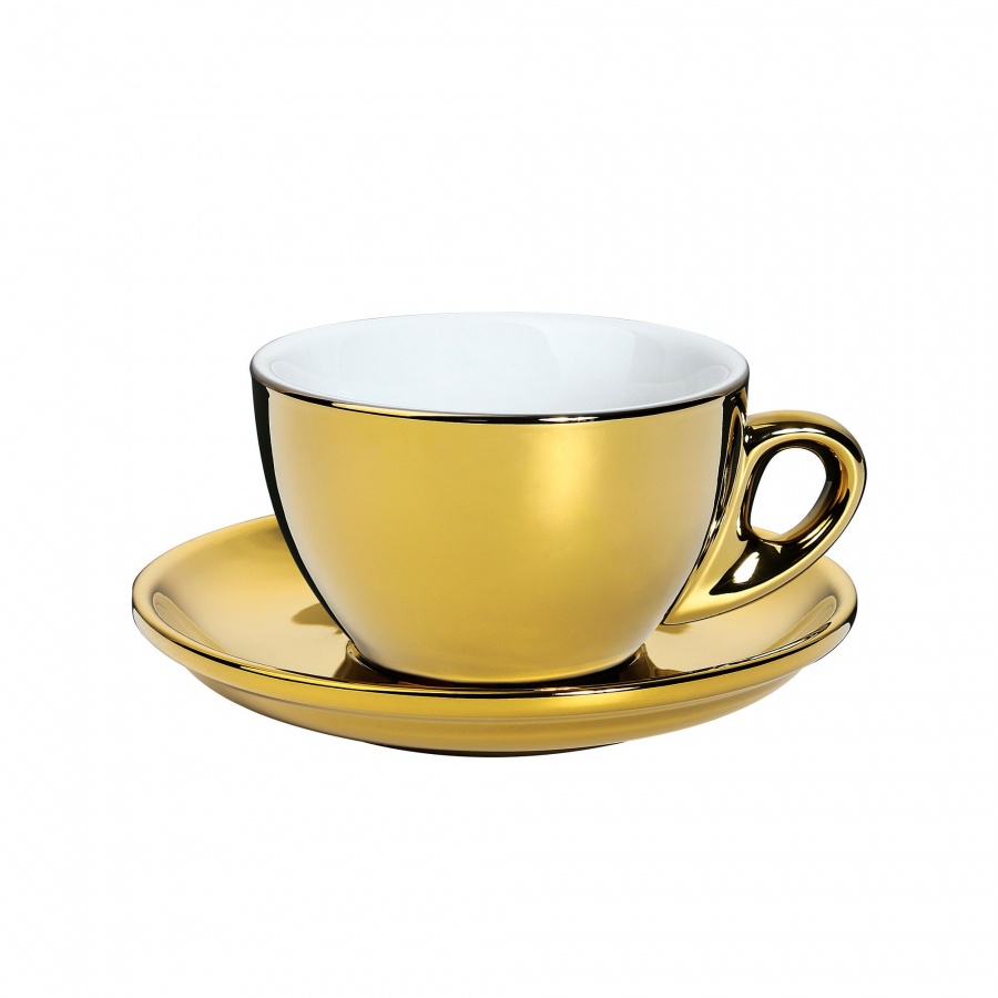 filiżanka do cappuccino, ze spodkiem, 0,1 l, złota