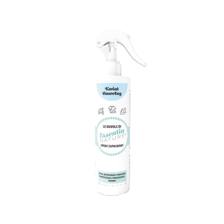 Essentia Nature, Odświeżacz w sprayu do tkanin i wnętrz, Kwiat Bawełny. 250 ml