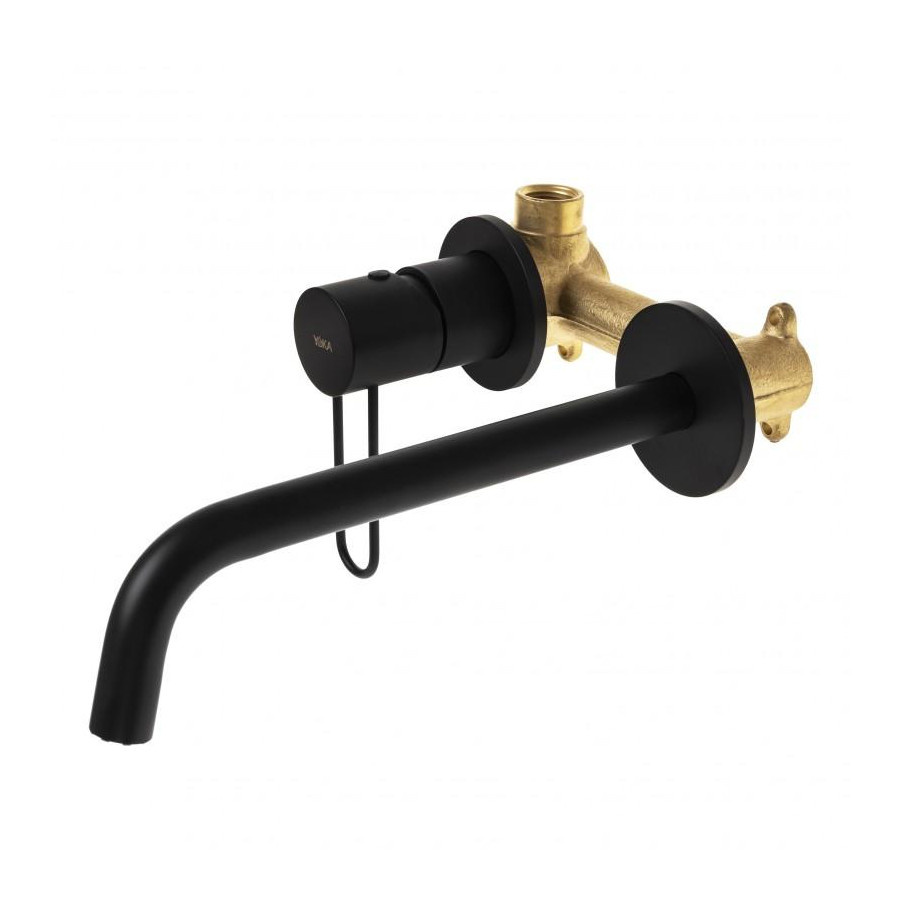 Bateria umywalkowa ścienna, podtynkowa, czarna, loft - yoka
