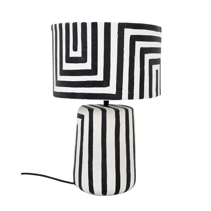 Kare lampa stołowa strisce 44 cm biało-czarna