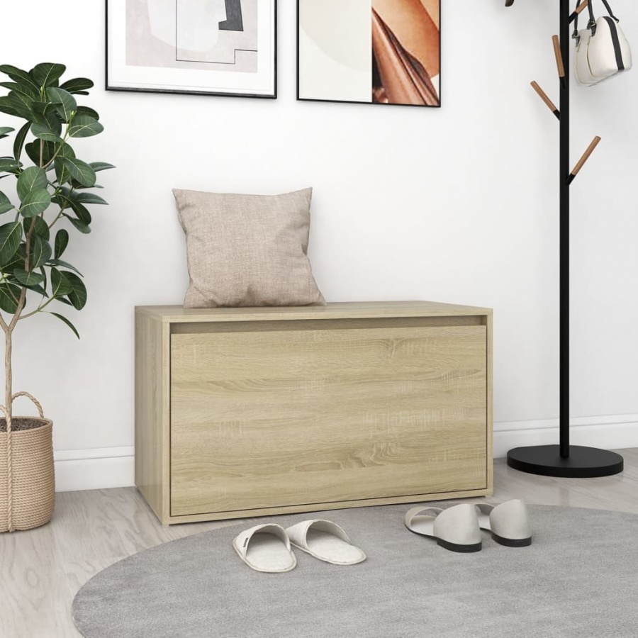 ławka do przedpokoju, 80x40x45 cm, dąb sonoma, płyta wiórowa