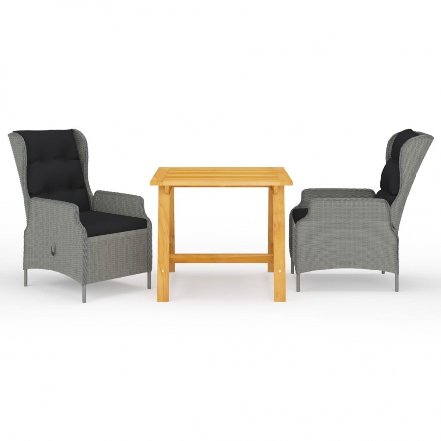 3-częściowy zestaw mebli ogrodowych, jasnoszary