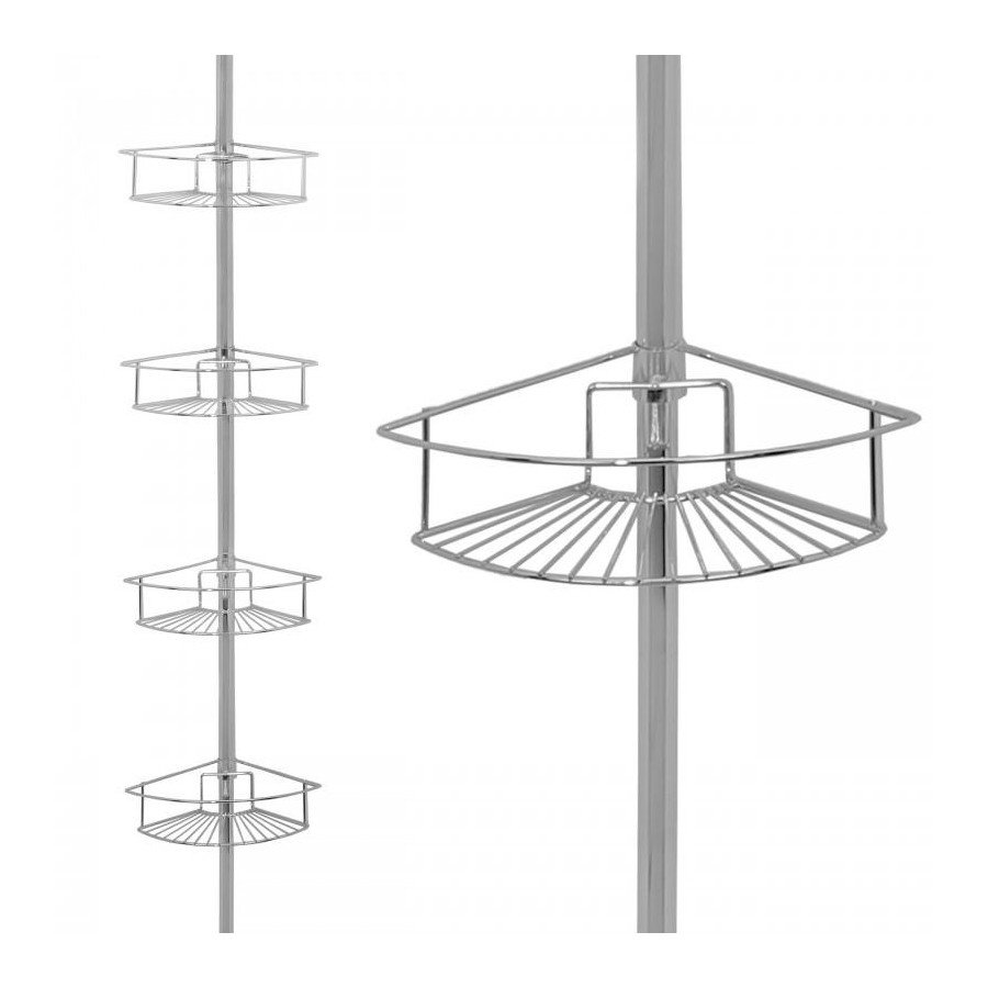 Półka teleskopowa łazienkowa XL chrom 4 poziomy - Yoka