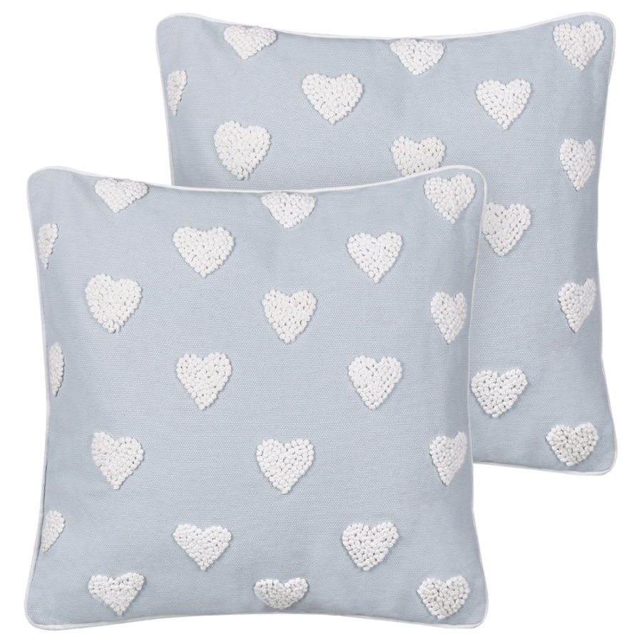 Zestaw 2 poduszek w serca gazania bawełna 45 x 45 cm jasnoszary