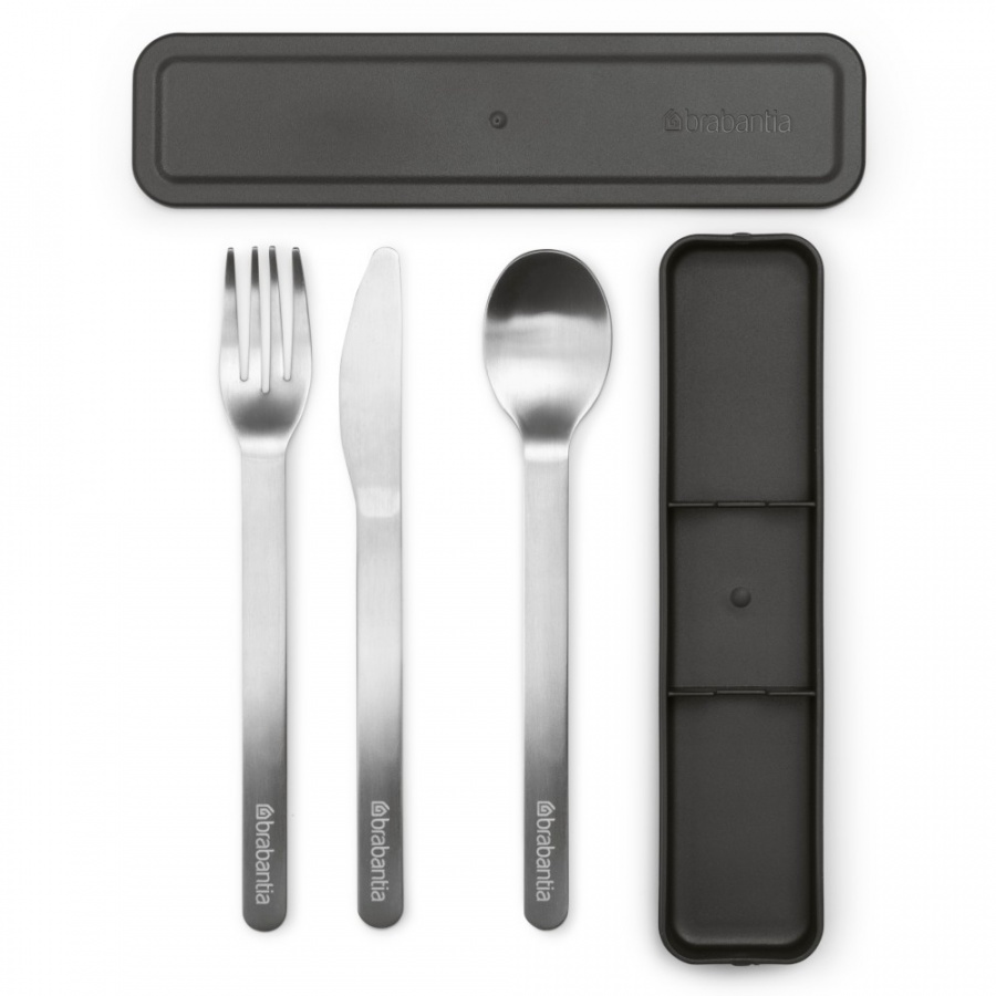 3-częściowy zestaw sztućców make take ciemno szare