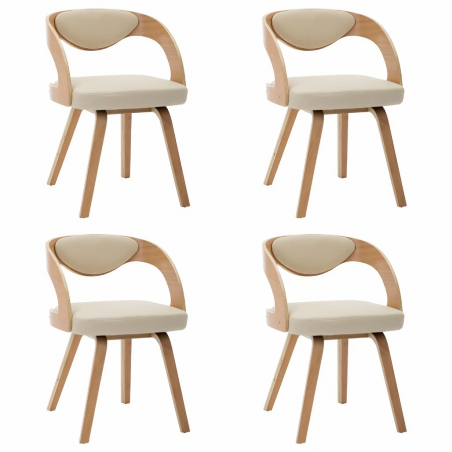 Krzesła do jadalni 4 szt. kremowe gięte drewno i ekoskóra