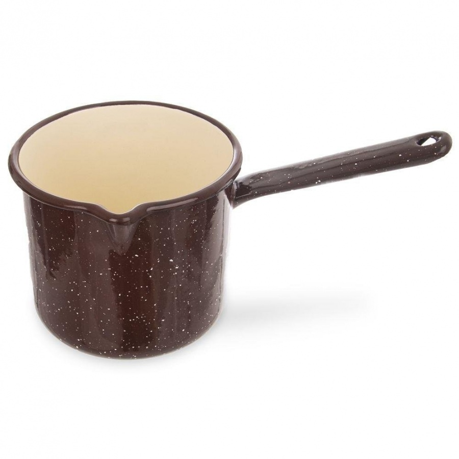 Garnek, rondel, rondelek emaliowany, 1,2 l, brązowy