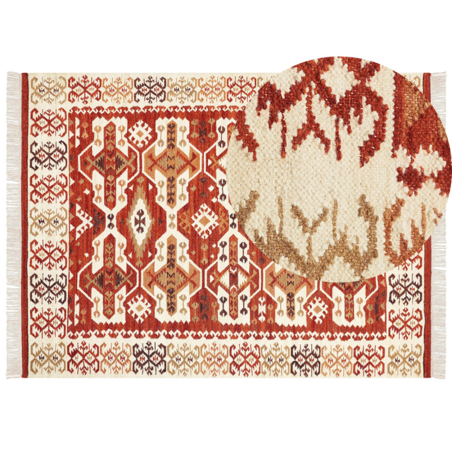 Dywan wełniany kilim 160 x 230 cm wielokolorowy voskevaz