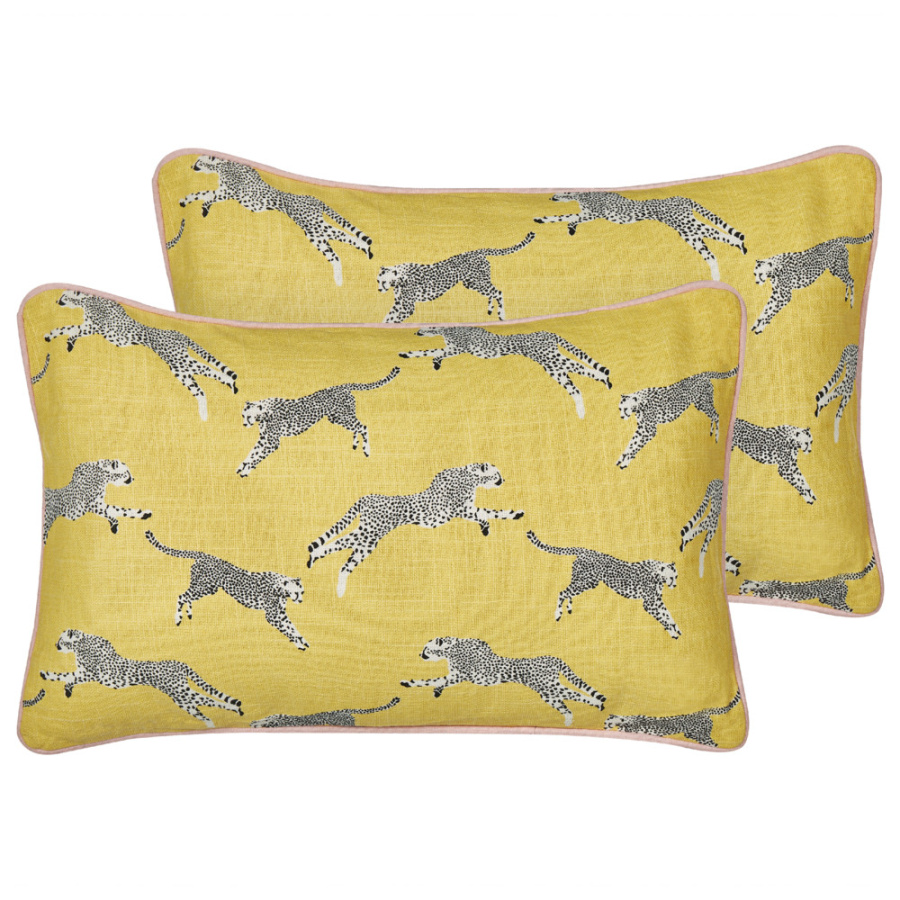 Zestaw 2 poduszek wzór zwierzęcy arales bawełna 30 x 50 cm żółty