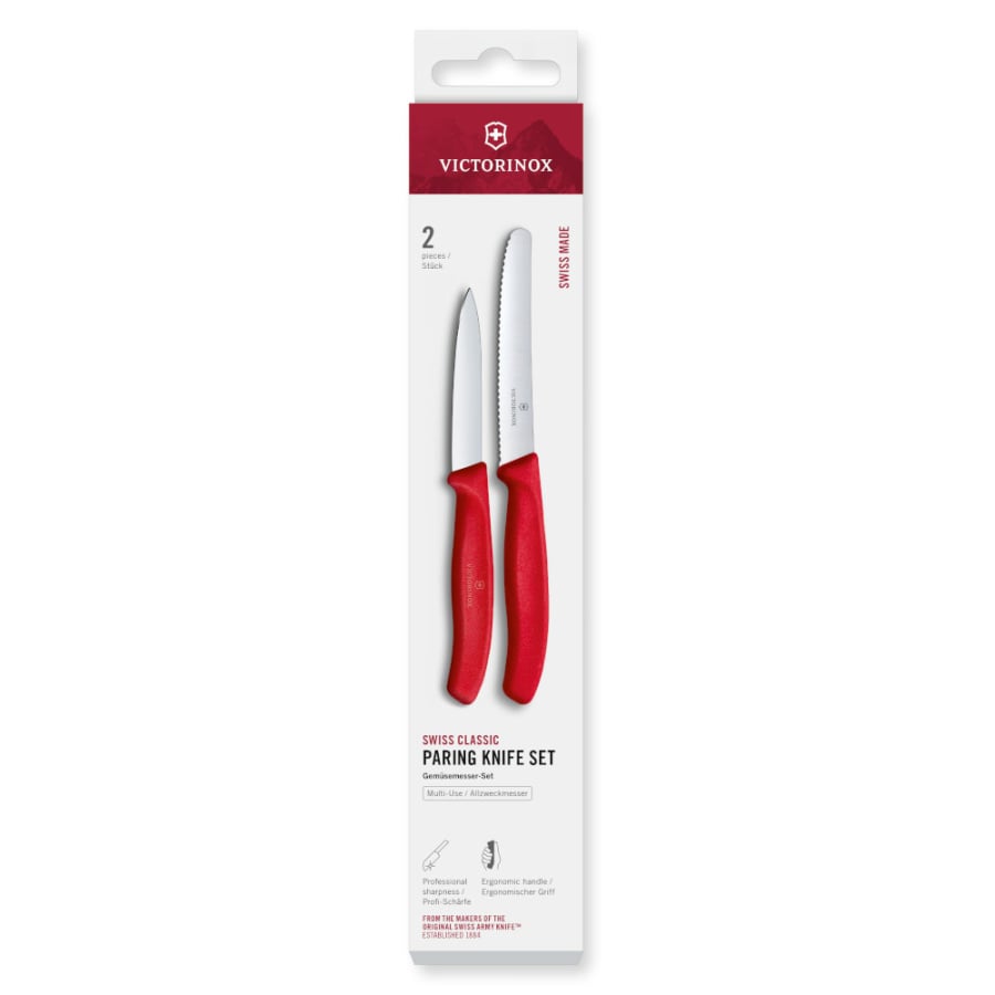 VICTORINOX - Swiss Classic - Zestaw noży do warzyw i owoców - 2 sztuki - Czerwone