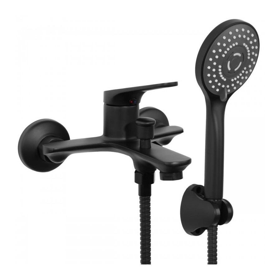 Bateria wannowa prysznicowa ścienna natryskowa czarna mat loft - Yoka
