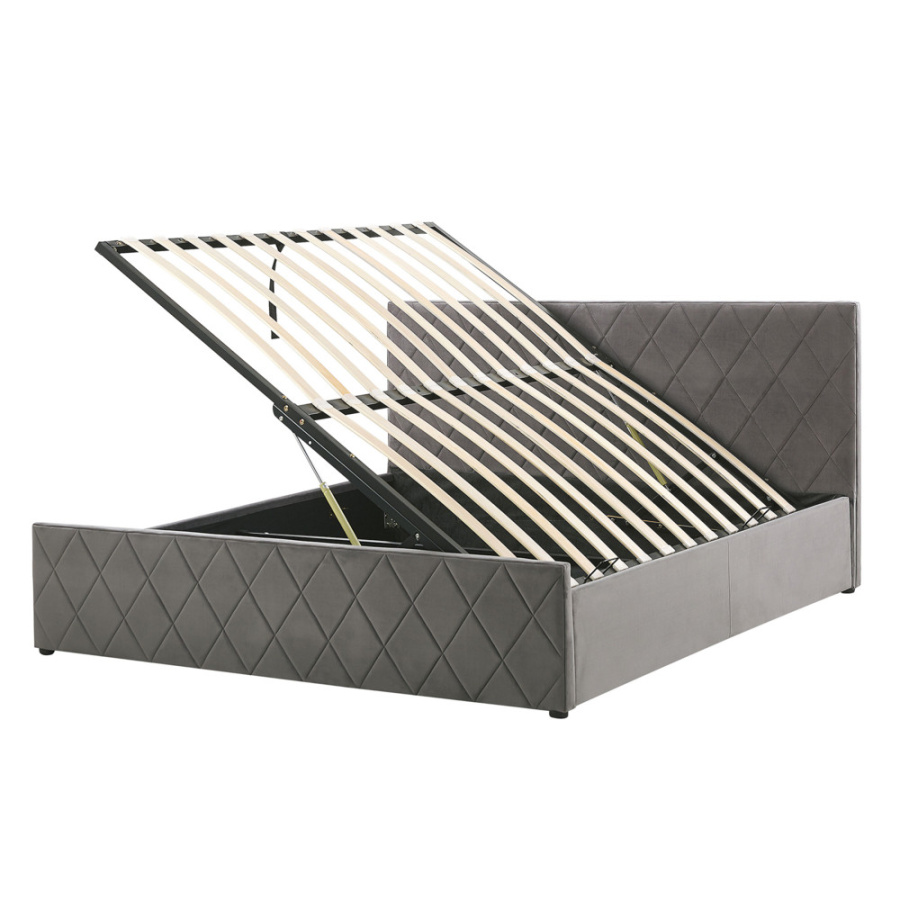 łóżko rochefort 160 x 200 cm welur szary