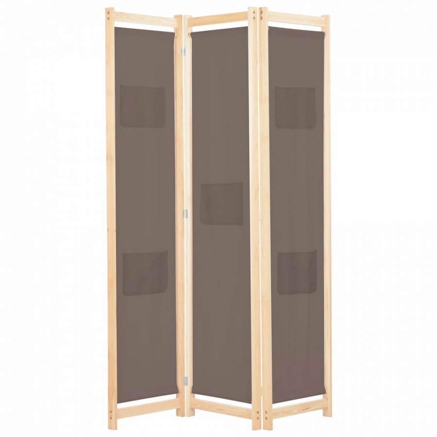 Parawan 3-panelowy, brązowy, 120x170x4 cm, tkanina