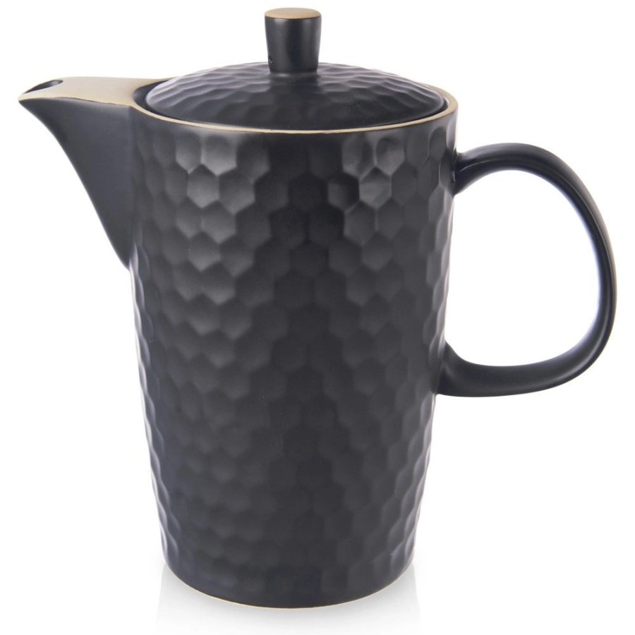 Dzbanek do kawy i herbaty ceramiczny czarny tea time 1,3 l