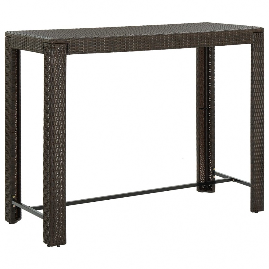 Ogrodowy stolik barowy, brązowy, 140,5x60,5x110,5 cm, rattan PE