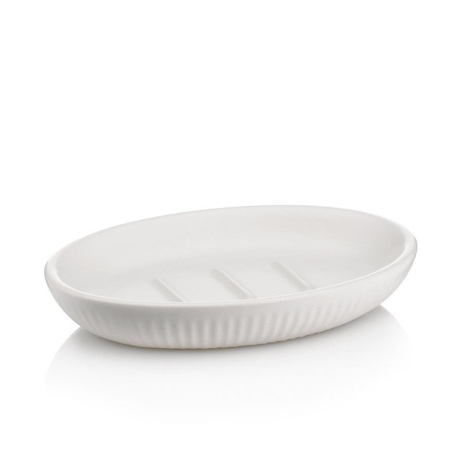 Mydelniczka, ceramika, 13,5 x 9,5 x 2 cm, biała