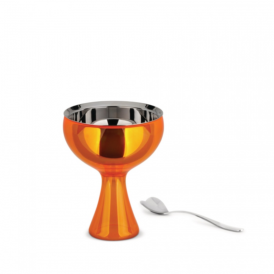 Pucharek do lodów z łyżeczką Alessi pomarańczowy