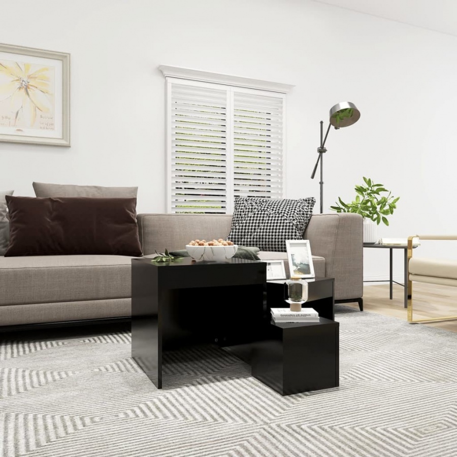 Stoliki wsuwane pod siebie, 3 szt., czarne, płyta wiórowa