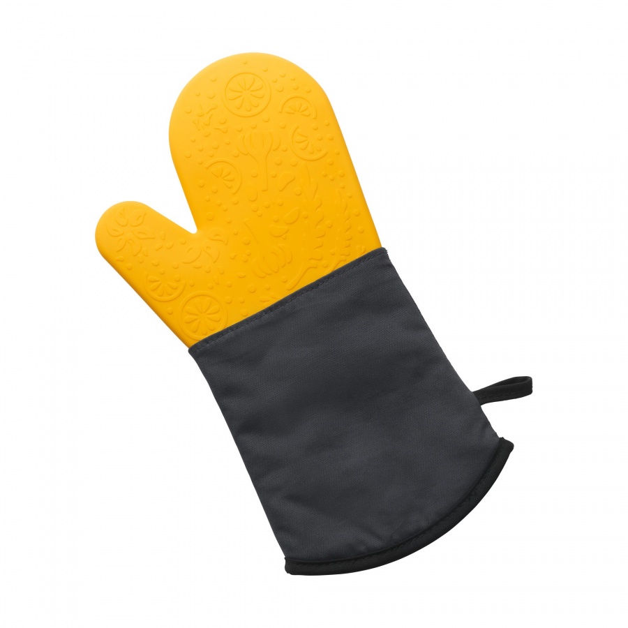 Rękawica kuchenna, silikon/bawełna/poliester, 34 x 19 cm, żółta