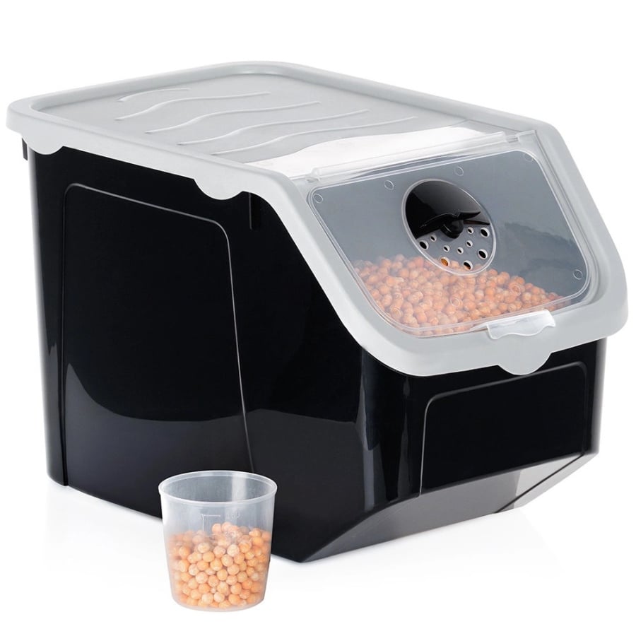 Pojemnik na warzywa i owoce z pokrywką czarny 12 l