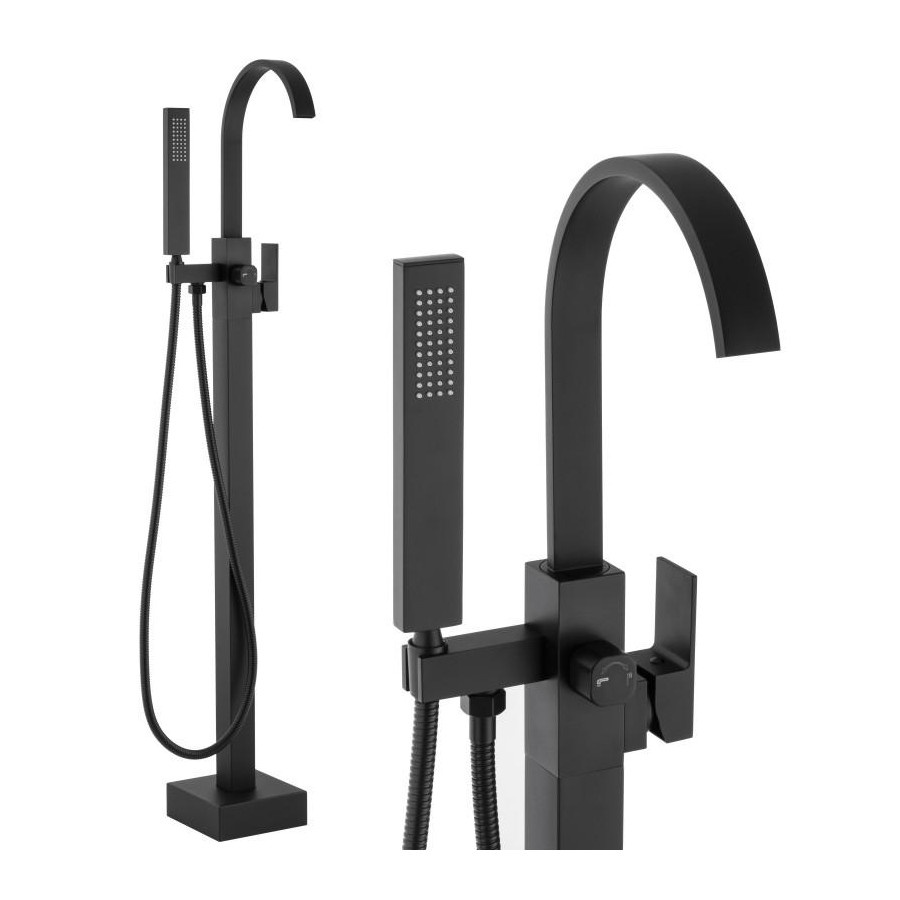 Bateria wannowa wolnostojąca podłogowa czarna - yoka