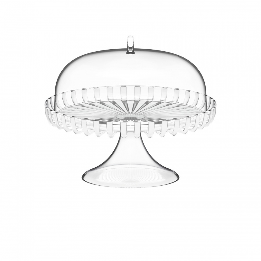 Patera na ciasto z kloszem, średnica 31 cm, perłowa